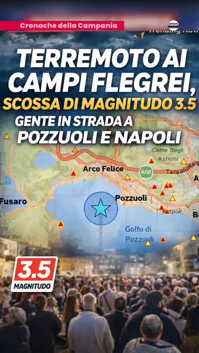 Terremoto ai Campi Flegrei, scossa di magnitudo 3.5: gente in strada a Pozzuoli e Napolinn#terremoto…