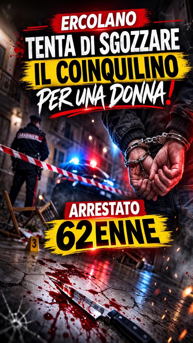 Sangue a Ercolano nel giorno del compleanno: cerca di sgozzare il coinquilino per una donna, arrestato 62enne