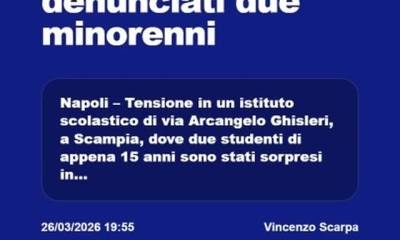 Scampia, sorpresi con un coltello a scuola: denunciati due minorenninnNapoli u2013 Tensione in un istituto…