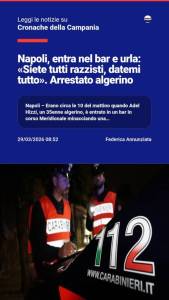 Napoli, entra nel bar e urla: u00abSiete tutti razzisti, datemi tuttou00bb. Arrestato algerinonnNapoli…