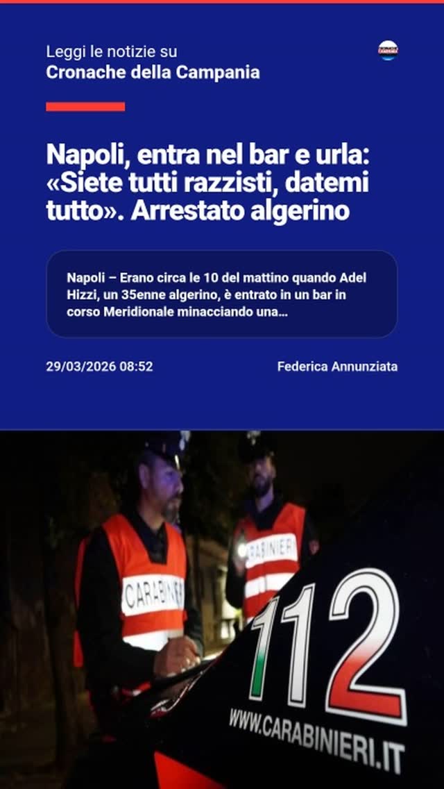 Napoli, entra nel bar e urla: u00abSiete tutti razzisti, datemi tuttou00bb. Arrestato algerinonnNapoli…