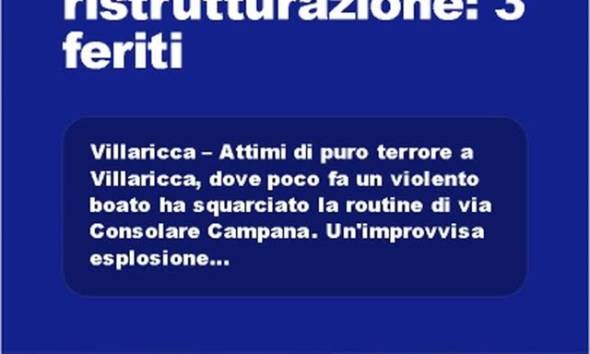 Villaricca, esplosione in un locale in ristrutturazione: 3 feritinnVillaricca u2013 Attimi di puro terrore…