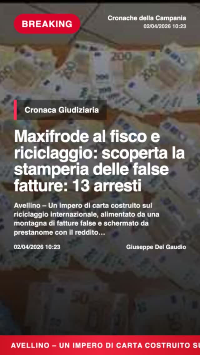 Maxifrode al fisco e riciclaggio: scoperta la stamperia delle false fatture: 13 arrestinnAvellino u2013 Un…
