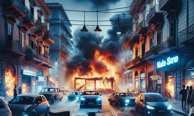Napoli in subbuglio: fiamme divorano autocarrozzeria, auto clienti distrutte