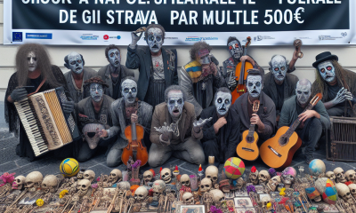 Shock a Napoli: sfila il «funerale» degli artisti di strada per multe 500€