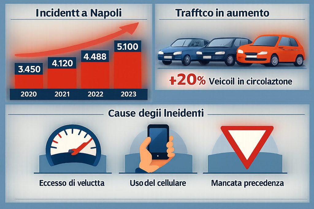 infografica - Maxi tamponamento a Napoli: un'altra giornata di caos sulla circumvallazione