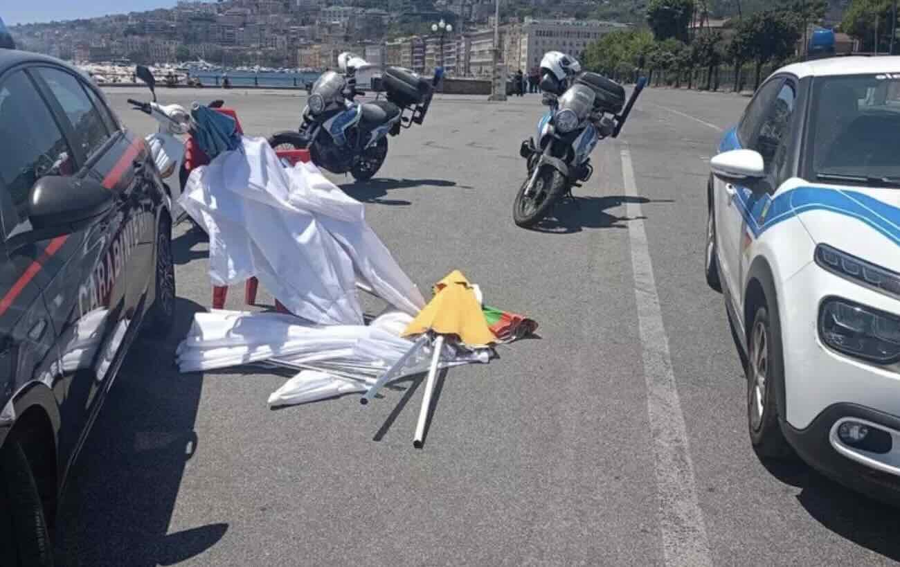 Denunce e sequestro alla Rotonda Diaz: colpite le attività abusive di Napoli