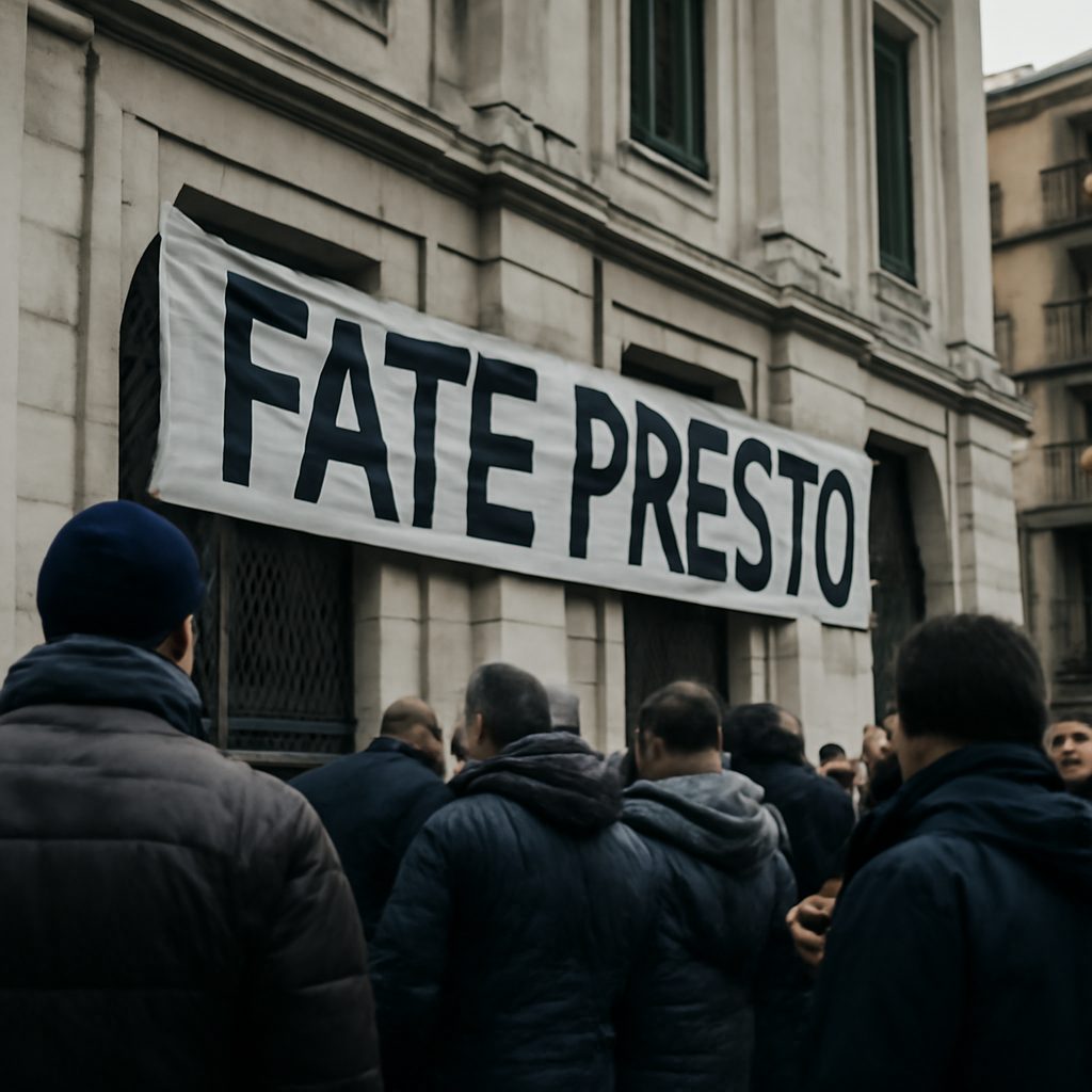 Disoccupati in rivolta a Napoli: lo striscione che chiede aiuto al Consiglio