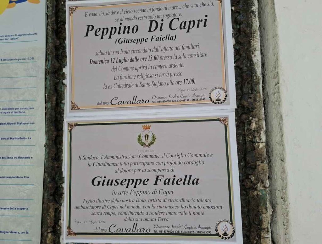 Peppino Di Capri: il commovente addio sull’isola, tra lutto cittadino e omaggi in Comune