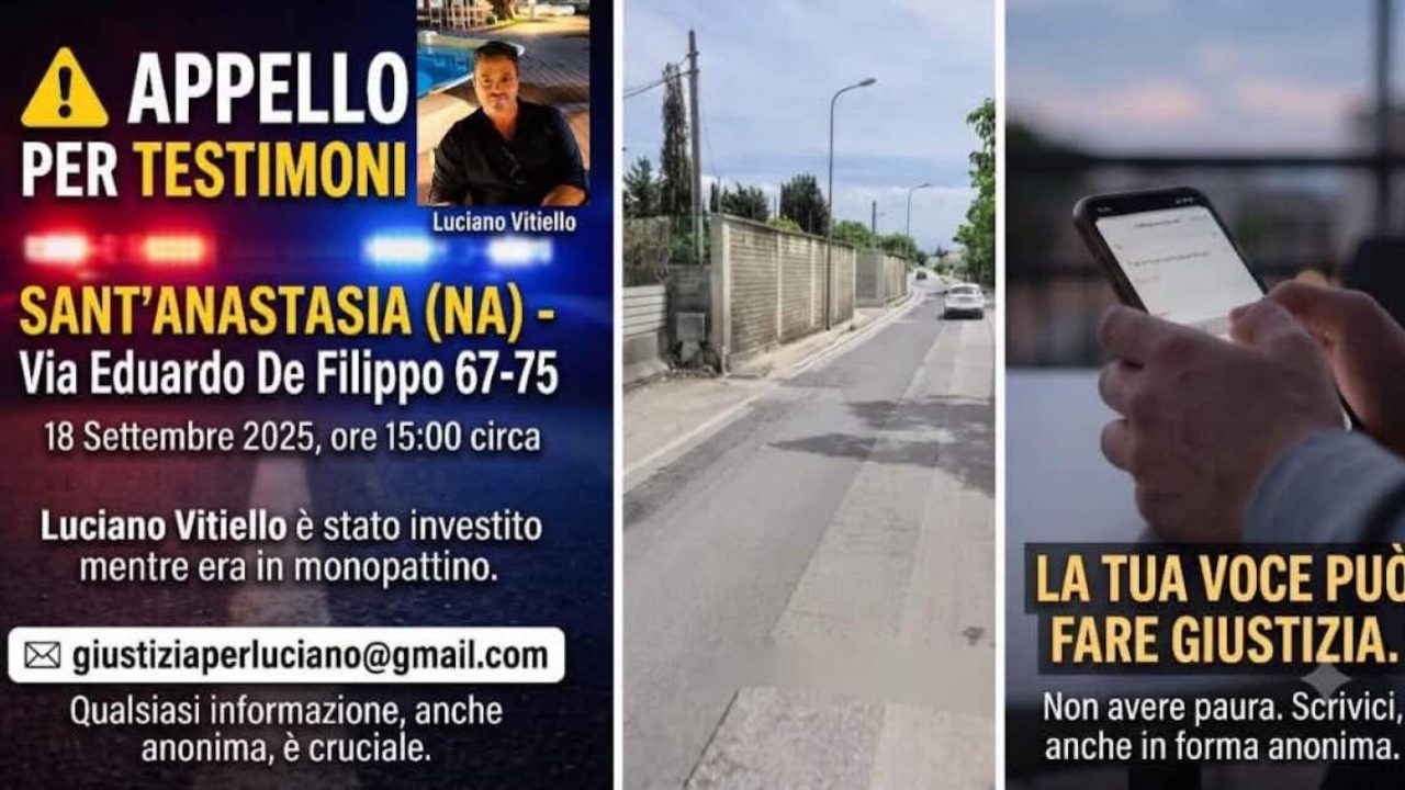 Sant’Anastasia, appello del fratello: “Chi ha investito Luciano? Aiutateci a trovarlo!”