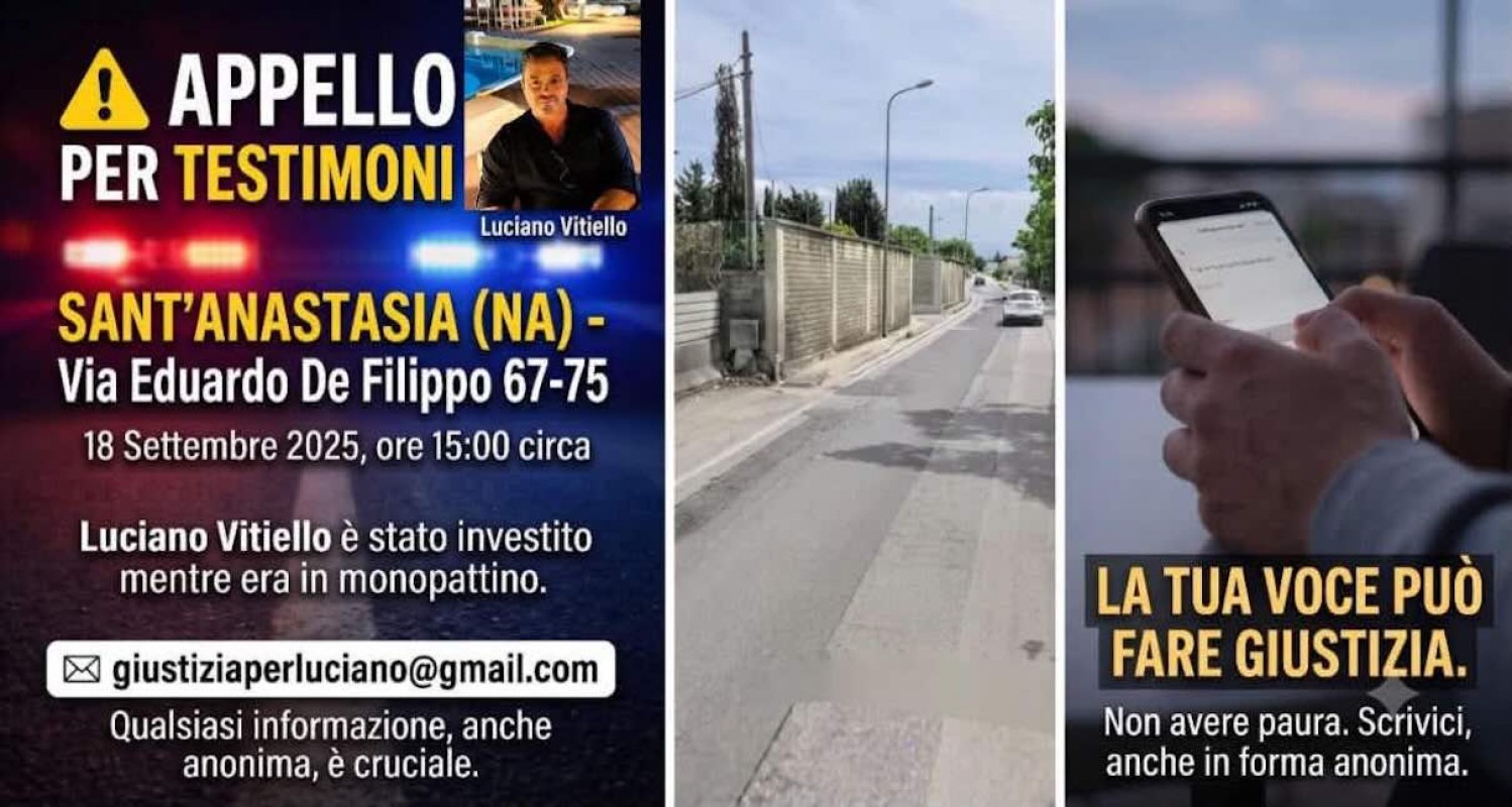 Sant’Anastasia, appello del fratello: “Chi ha investito Luciano? Aiutateci a trovarlo!”