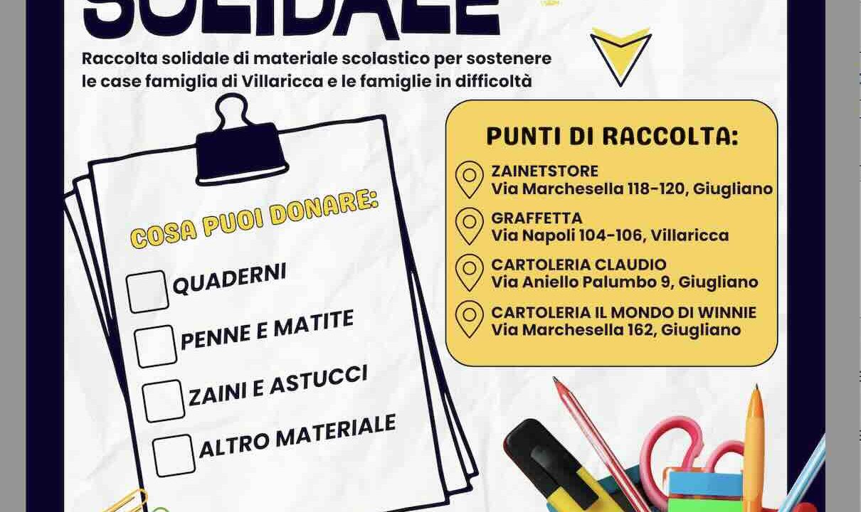 Villaricca si mobilita per i piccoli: «Zaino Solidale» raccoglie materiale scolastico per chi è in difficoltà