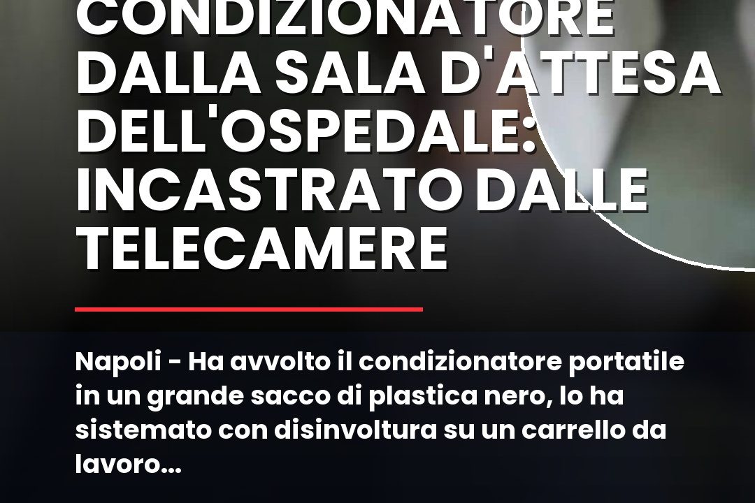 Napoli – Ha avvolto il condizionatore portatile in un grande sacco di plastica nero, lo ha sistemato con disinvoltura su un carrello da lavoro e, sfruttando un momento di vuoto nella sala d’attesa, lo ha caricato nel bagagliaio della propria auto.nn#Condizionatore #Crime #Istitutopascale #Ladro #Napoli