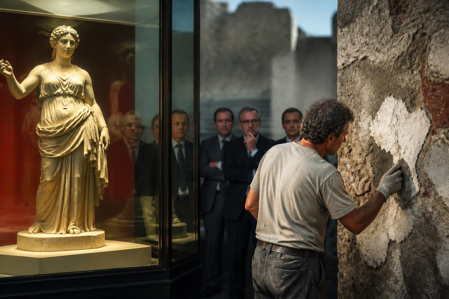 Pompei in vetrina, Sanza che rattoppa: l’arte diventa trend, i politici restano spettatori
