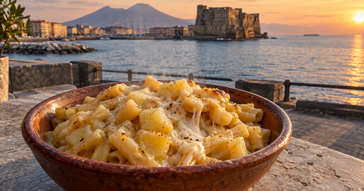 Napoli lungo il Lungomare: pasta e patate con provola, cucina di casa tra Castel dell’Ovo e il Golfo